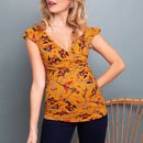 Printed Maternity Dress with Deep V Neck for Nursing
