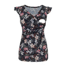 Printed Maternity Dress with Deep V Neck for Nursing