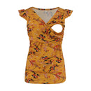 Printed Maternity Dress with Deep V Neck for Nursing