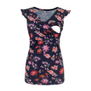Printed Maternity Dress with Deep V Neck for Nursing